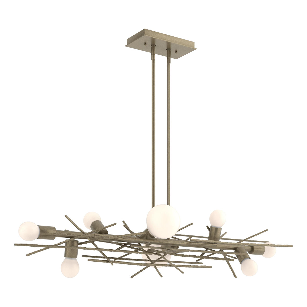 Hubbardton Forge 2024 Soft Gold Multi Brindille 8-Light Linear Pendant