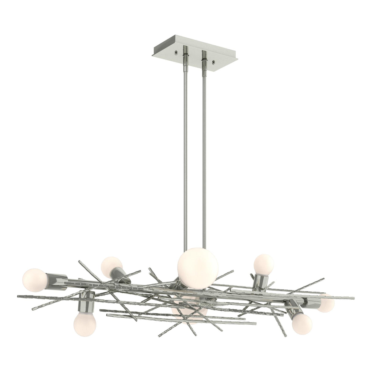 Hubbardton Forge 2024 Sterling Multi Brindille 8-Light Linear Pendant