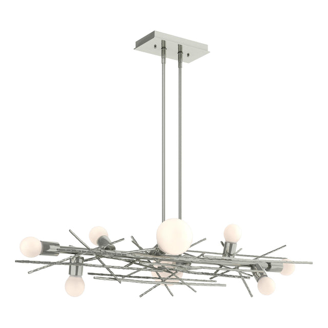 Hubbardton Forge 2024 Sterling Multi Brindille 8-Light Linear Pendant