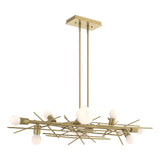 Hubbardton Forge 2024 Modern Brass Multi Brindille 8-Light Linear Pendant