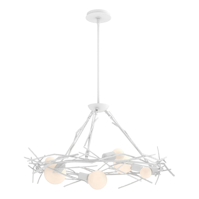 Hubbardton Forge 2024 White Multi Brindille 6-Light Circular Pendant