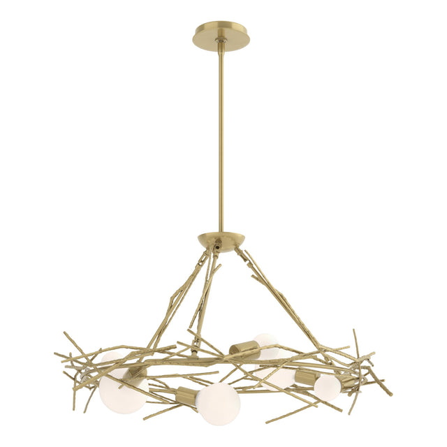 Hubbardton Forge 2024 Modern Brass Multi Brindille 6-Light Circular Pendant