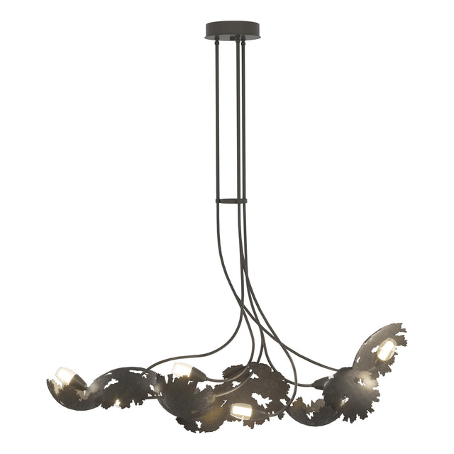 Hubbardton Forge 2024 Dark Smoke Clear Glass with Frosted Diffuser (YE) Multi Pangea 6-Light Linear Pendant