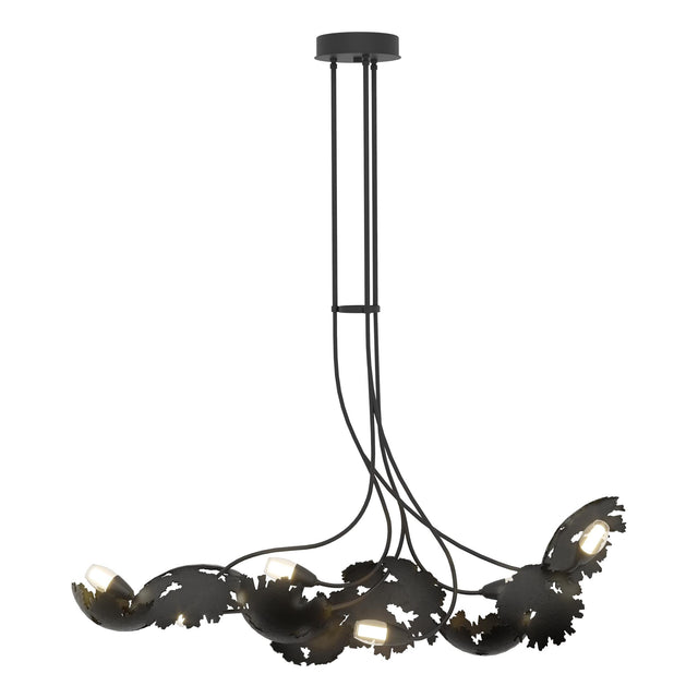 Hubbardton Forge 2024 Black Clear Glass with Frosted Diffuser (YE) Multi Pangea 6-Light Linear Pendant