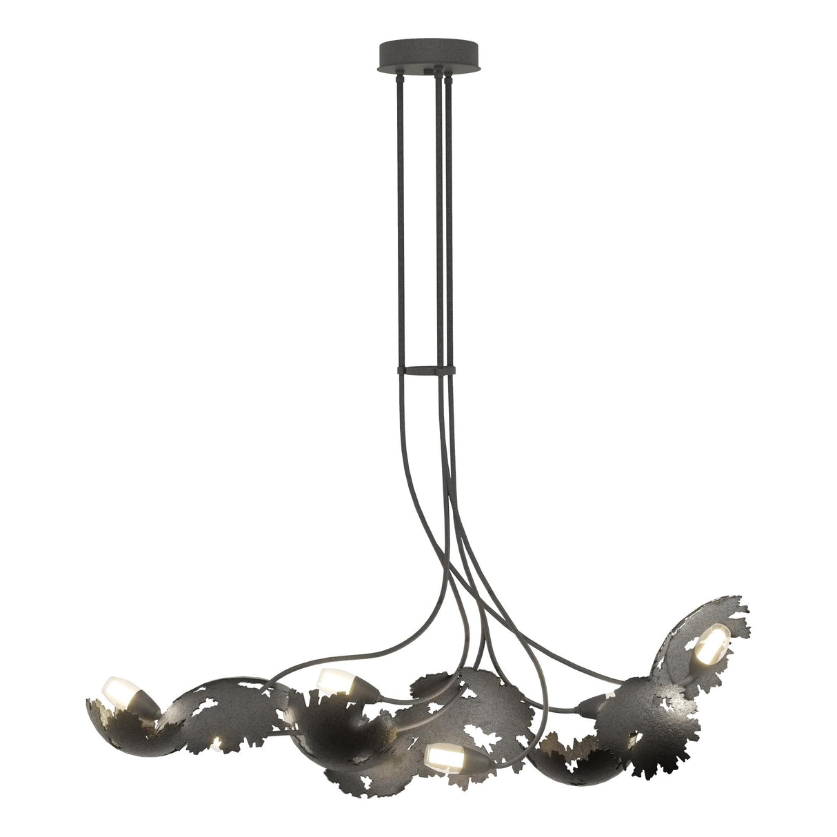 Hubbardton Forge 2024 Natural Iron Clear Glass with Frosted Diffuser (YE) Multi Pangea 6-Light Linear Pendant