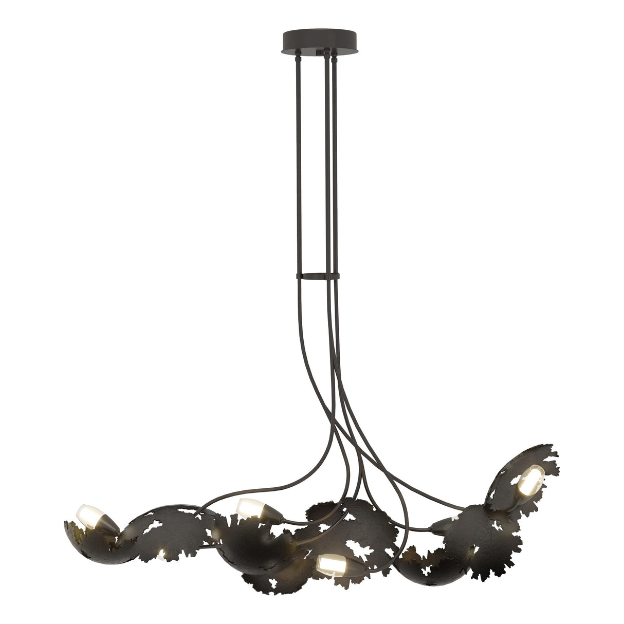 Hubbardton Forge 2024 Oil Rubbed Bronze Clear Glass with Frosted Diffuser (YE) Multi Pangea 6-Light Linear Pendant