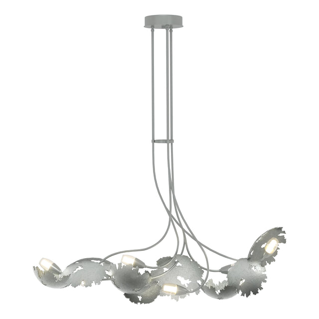 Hubbardton Forge 2024 Vintage Platinum Clear Glass with Frosted Diffuser (YE) Multi Pangea 6-Light Linear Pendant
