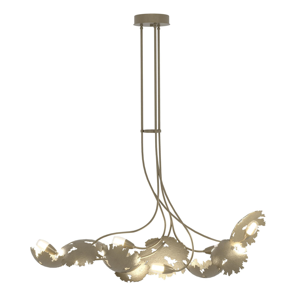 Hubbardton Forge 2024 Soft Gold Clear Glass with Frosted Diffuser (YE) Multi Pangea 6-Light Linear Pendant