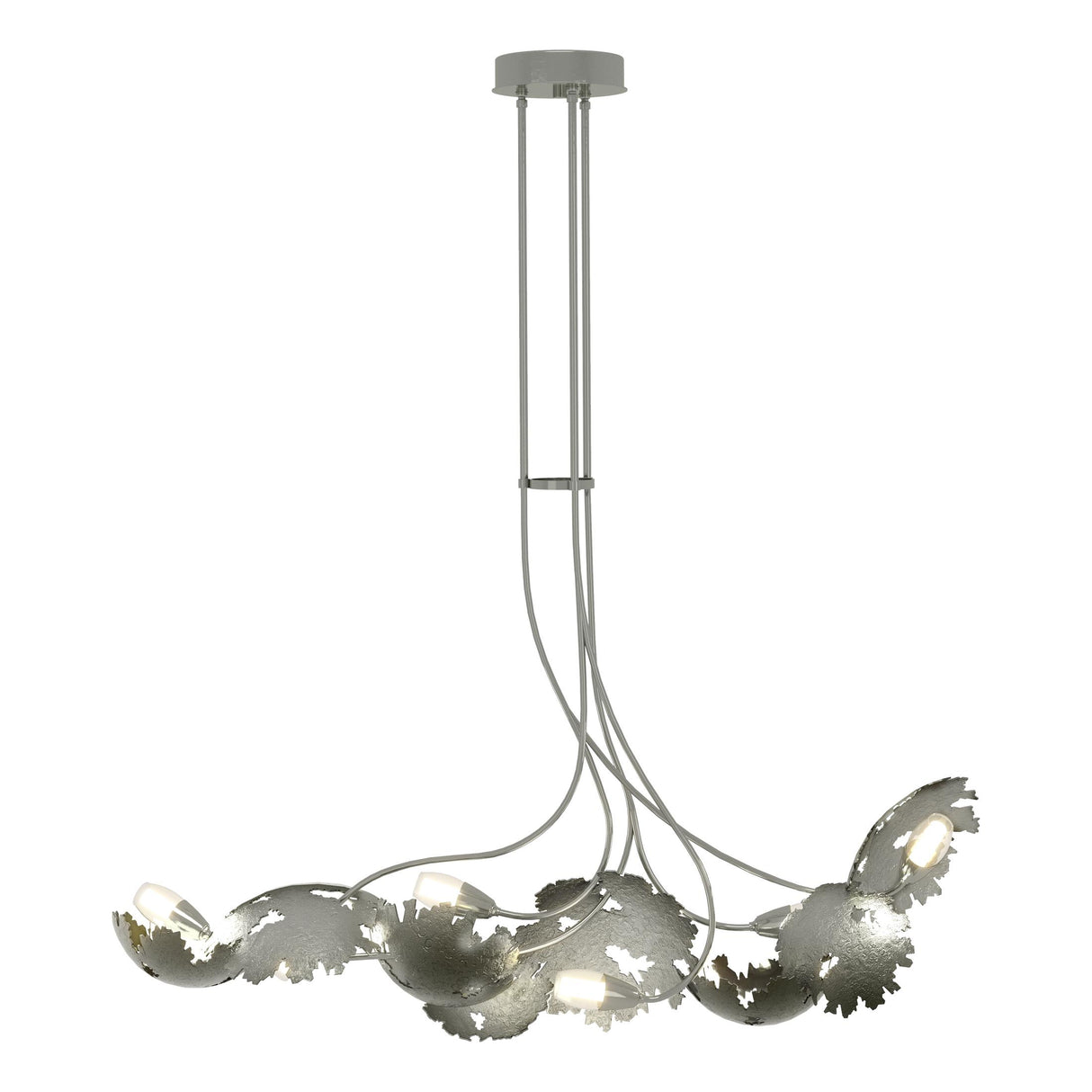 Hubbardton Forge 2024 Sterling Clear Glass with Frosted Diffuser (YE) Multi Pangea 6-Light Linear Pendant