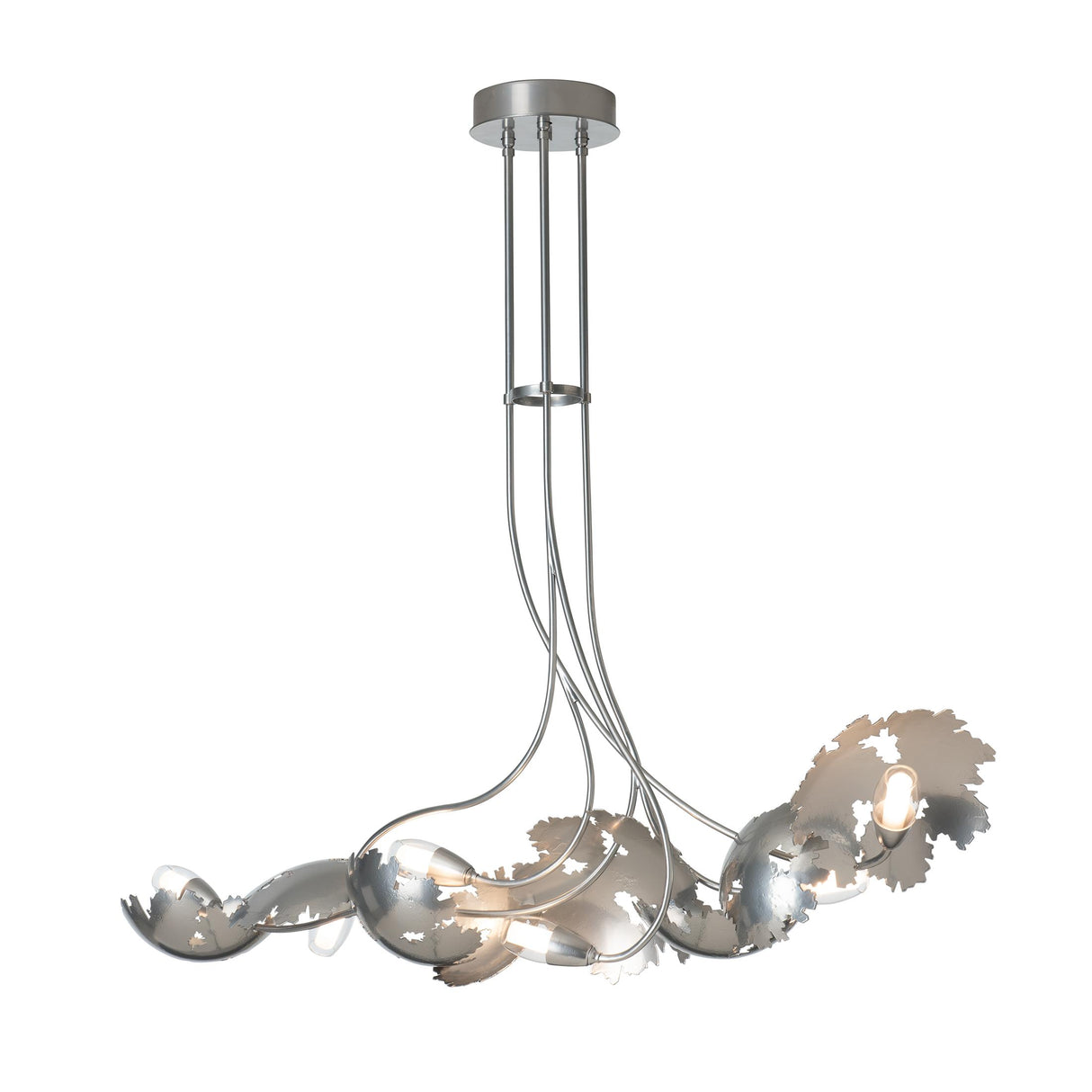 Hubbardton Forge 2024 Sterling Clear Glass with Frosted Diffuser (YE) Multi Pangea 6-Light Linear Pendant
