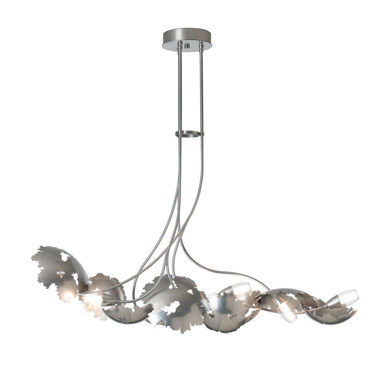 Hubbardton Forge 2024 Sterling Clear Glass with Frosted Diffuser (YE) Multi Pangea 6-Light Linear Pendant