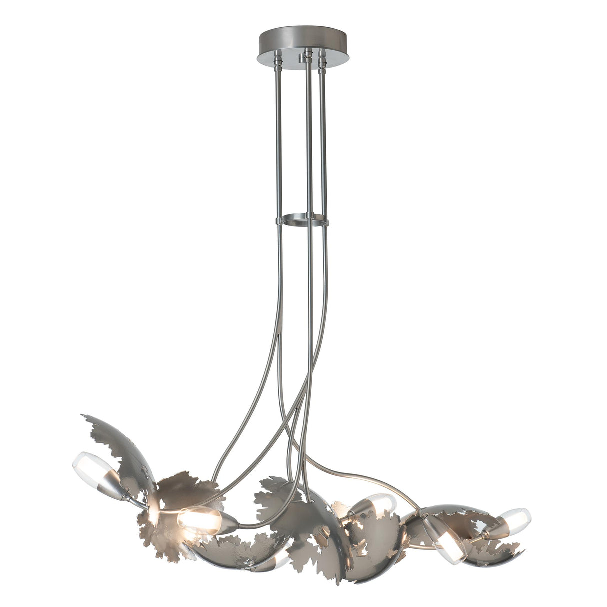 Hubbardton Forge 2024 Sterling Clear Glass with Frosted Diffuser (YE) Multi Pangea 6-Light Linear Pendant
