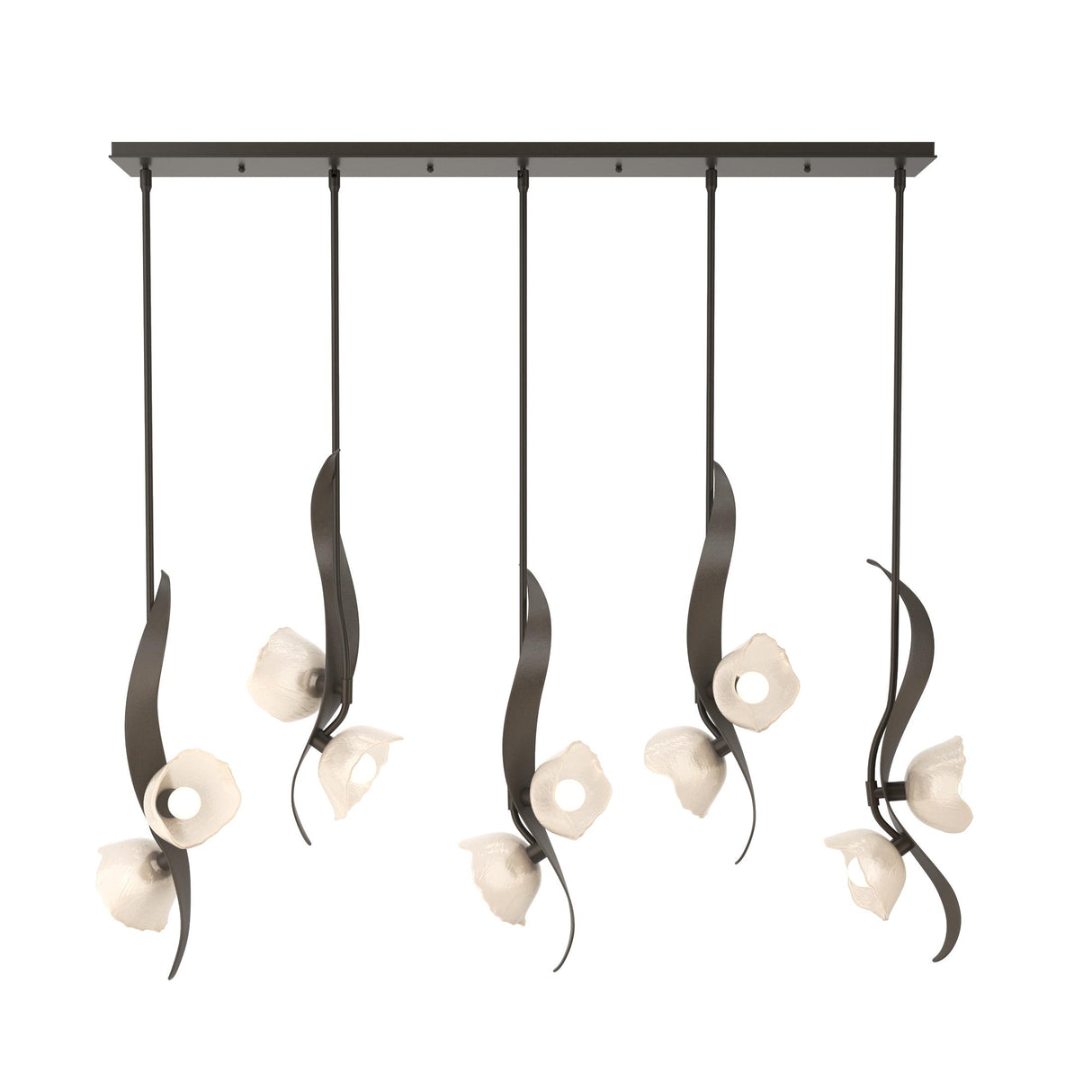 Hubbardton Forge 2024 Dark Smoke Frosted Glass (FD) Multi Mika 10-Light Pendant