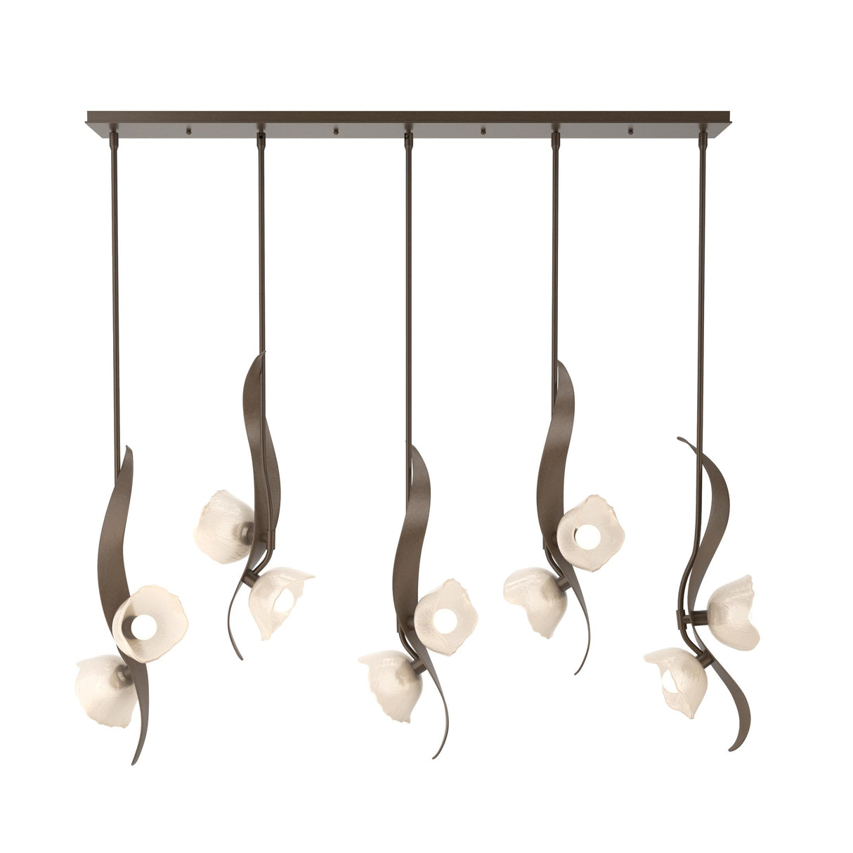 Hubbardton Forge 2024 Bronze Frosted Glass (FD) Multi Mika 10-Light Pendant