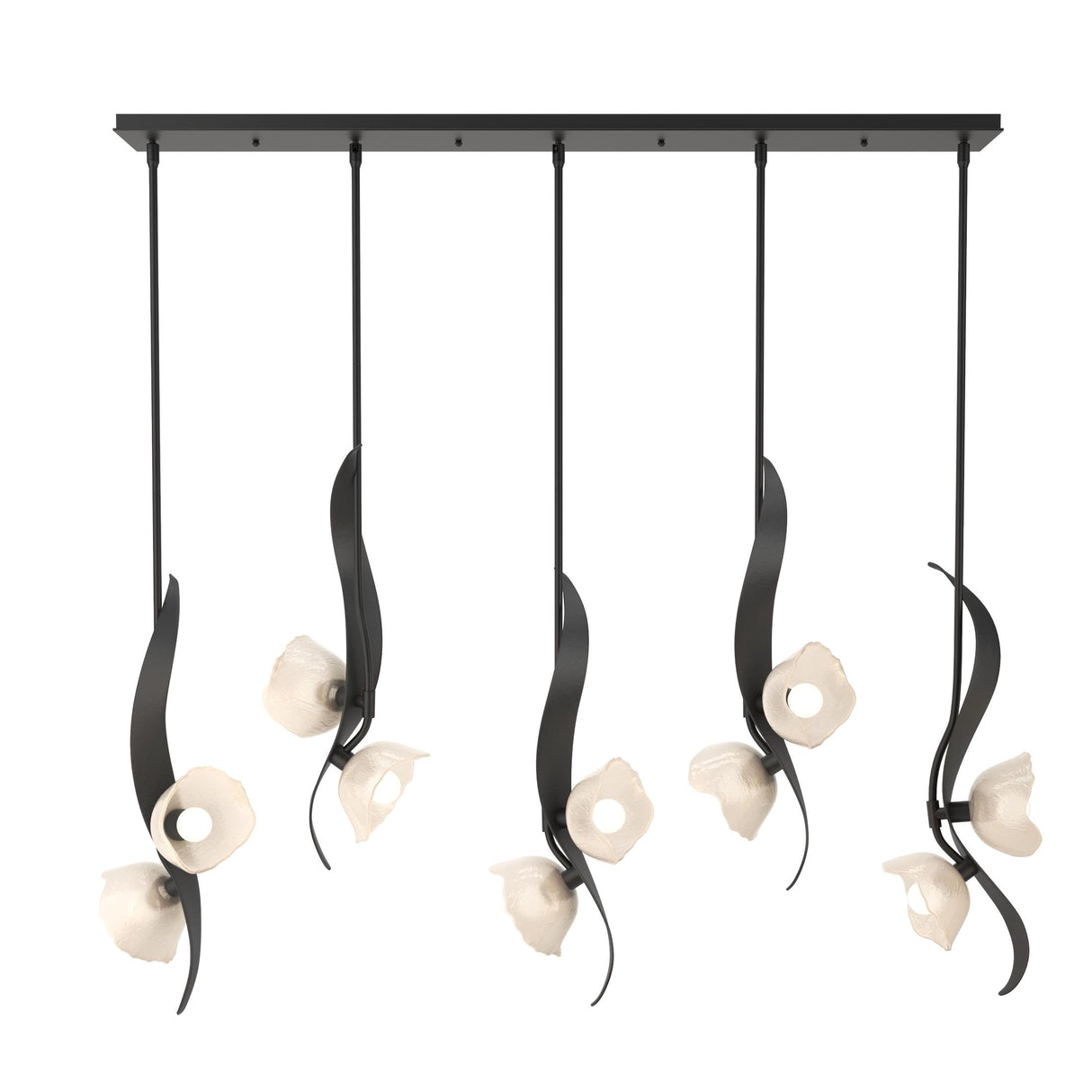 Hubbardton Forge 2024 Black Frosted Glass (FD) Multi Mika 10-Light Pendant