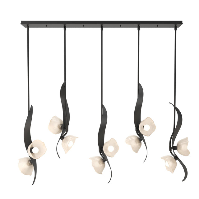 Hubbardton Forge 2024 Black Frosted Glass (FD) Multi Mika 10-Light Pendant