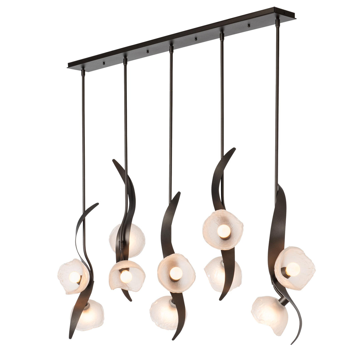 Hubbardton Forge 2024 Oil Rubbed Bronze Frosted Glass (FD) Multi Mika 10-Light Pendant