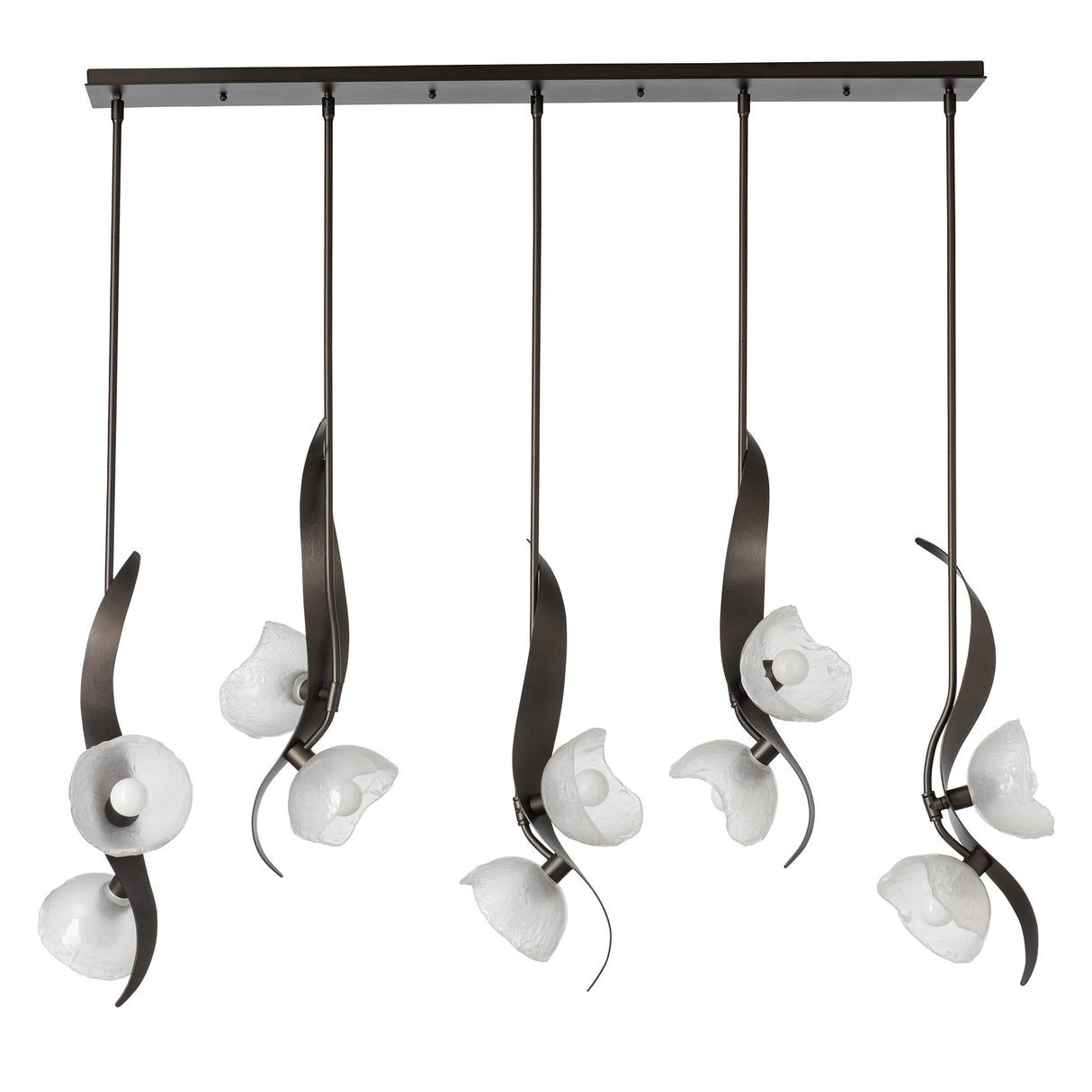Hubbardton Forge 2024 Oil Rubbed Bronze Frosted Glass (FD) Multi Mika 10-Light Pendant