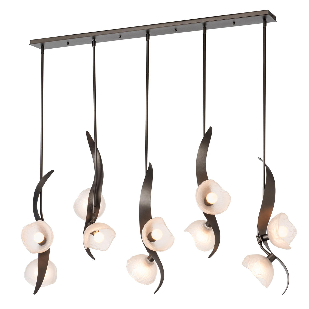 Hubbardton Forge 2024 Oil Rubbed Bronze Frosted Glass (FD) Multi Mika 10-Light Pendant