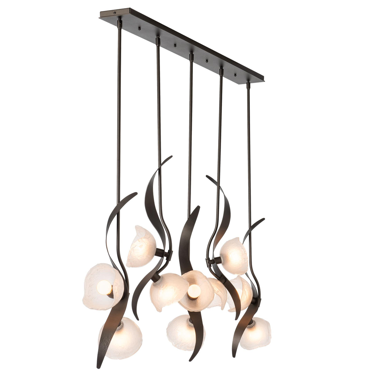 Hubbardton Forge 2024 Oil Rubbed Bronze Frosted Glass (FD) Multi Mika 10-Light Pendant