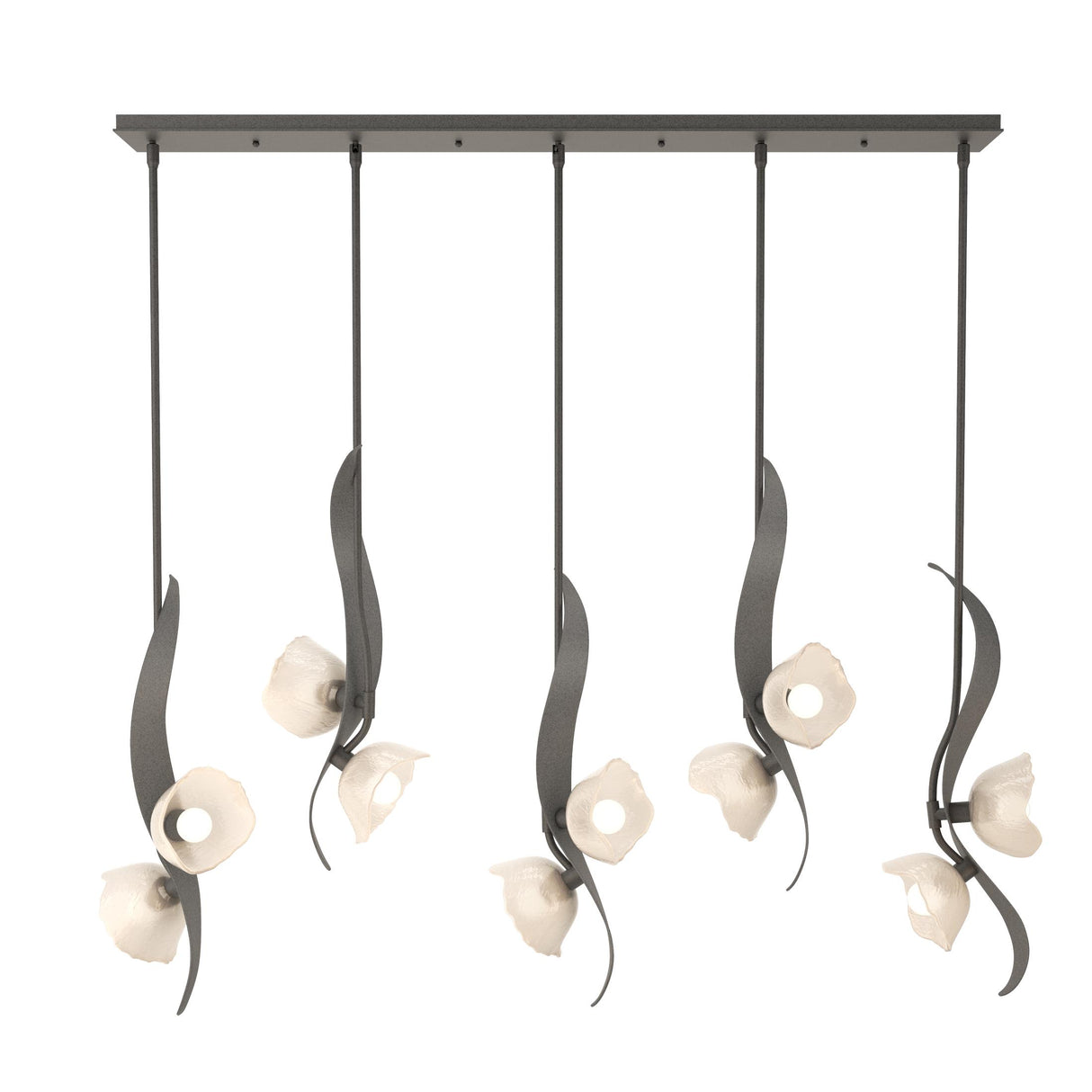 Hubbardton Forge 2024 Natural Iron Frosted Glass (FD) Multi Mika 10-Light Pendant