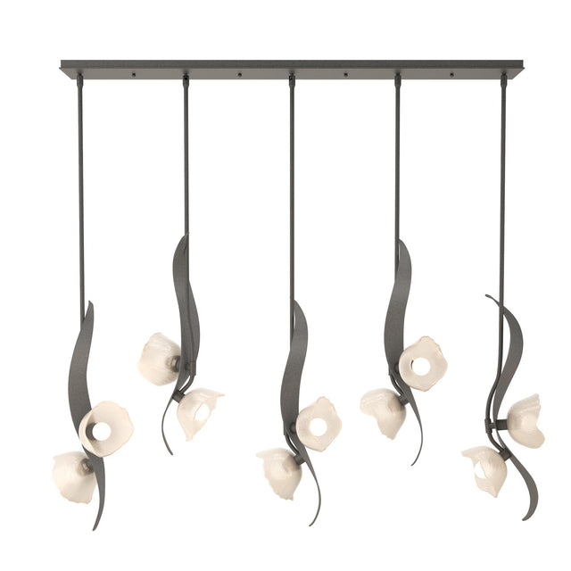 Hubbardton Forge 2024 Natural Iron Frosted Glass (FD) Multi Mika 10-Light Pendant