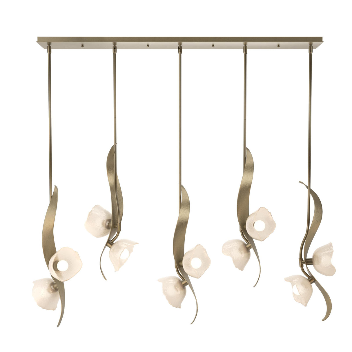 Hubbardton Forge 2024 Soft Gold Frosted Glass (FD) Multi Mika 10-Light Pendant