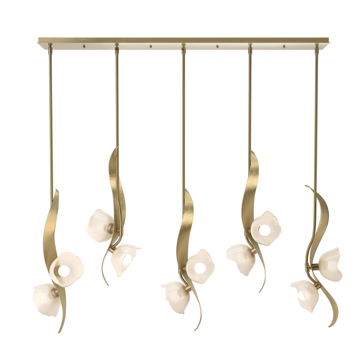 Hubbardton Forge 2024 Modern Brass Frosted Glass (FD) Multi Mika 10-Light Pendant