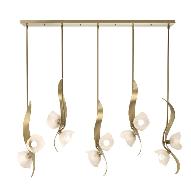 Hubbardton Forge 2024 Modern Brass Frosted Glass (FD) Multi Mika 10-Light Pendant