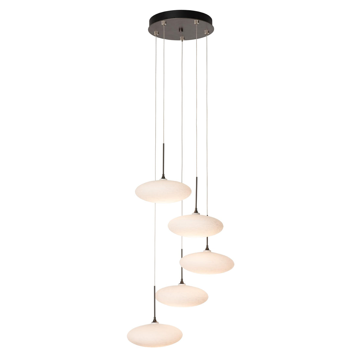 Hubbardton Forge 2025 Dark Smoke Shell Glass (GS) Standard Clouds 5-Light Pendant
