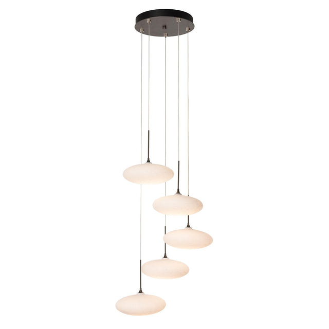 Hubbardton Forge 2025 Dark Smoke Shell Glass (GS) Standard Clouds 5-Light Pendant