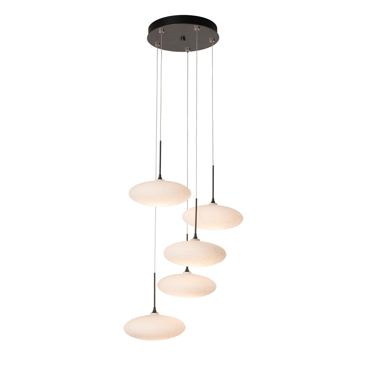 Hubbardton Forge 2025 Dark Smoke Shell Glass (GS) Standard Clouds 5-Light Pendant