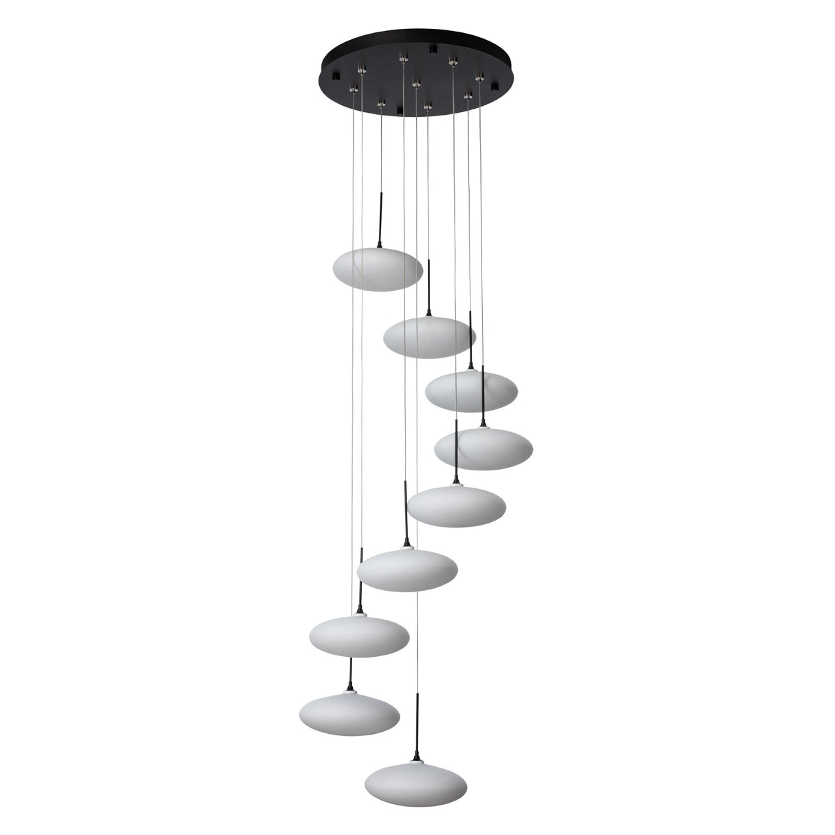 Hubbardton Forge 2025 Black Shell Glass (GS) Standard Clouds 9-Light Pendant