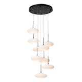 Hubbardton Forge 2025 Black Shell Glass (GS) Standard Clouds 9-Light Pendant