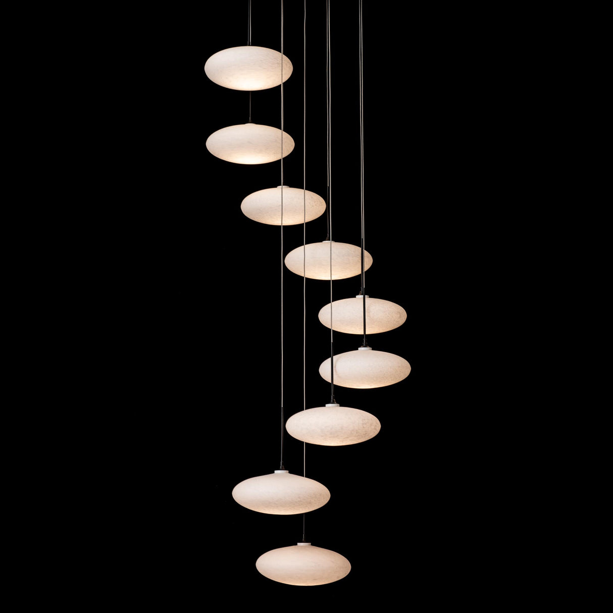 Hubbardton Forge 2025 Black Shell Glass (GS) Standard Clouds 9-Light Pendant