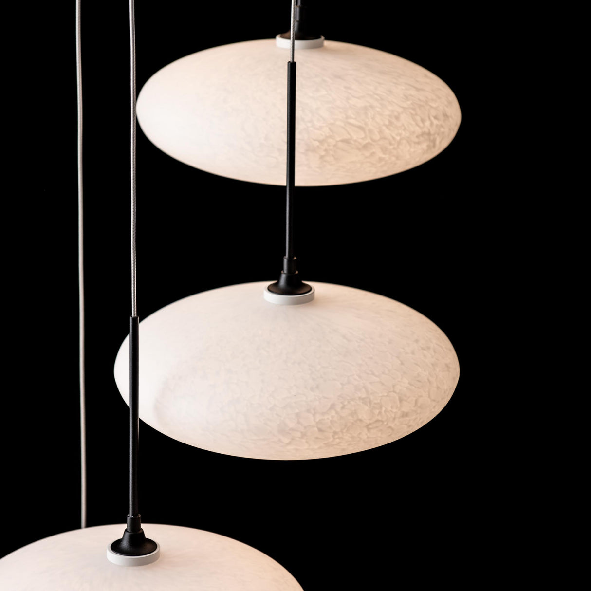 Hubbardton Forge 2025 Black Shell Glass (GS) Standard Clouds 9-Light Pendant