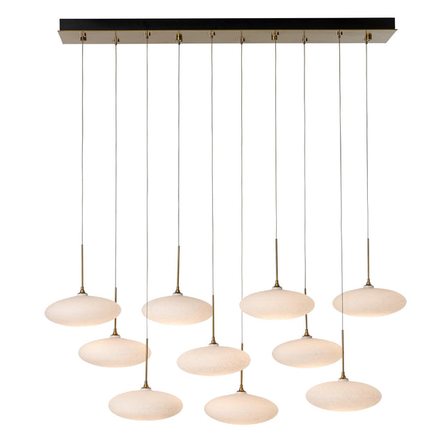 Hubbardton Forge 2025 Modern Brass Shell Glass (GS) Standard Clouds 10-Light Pendant