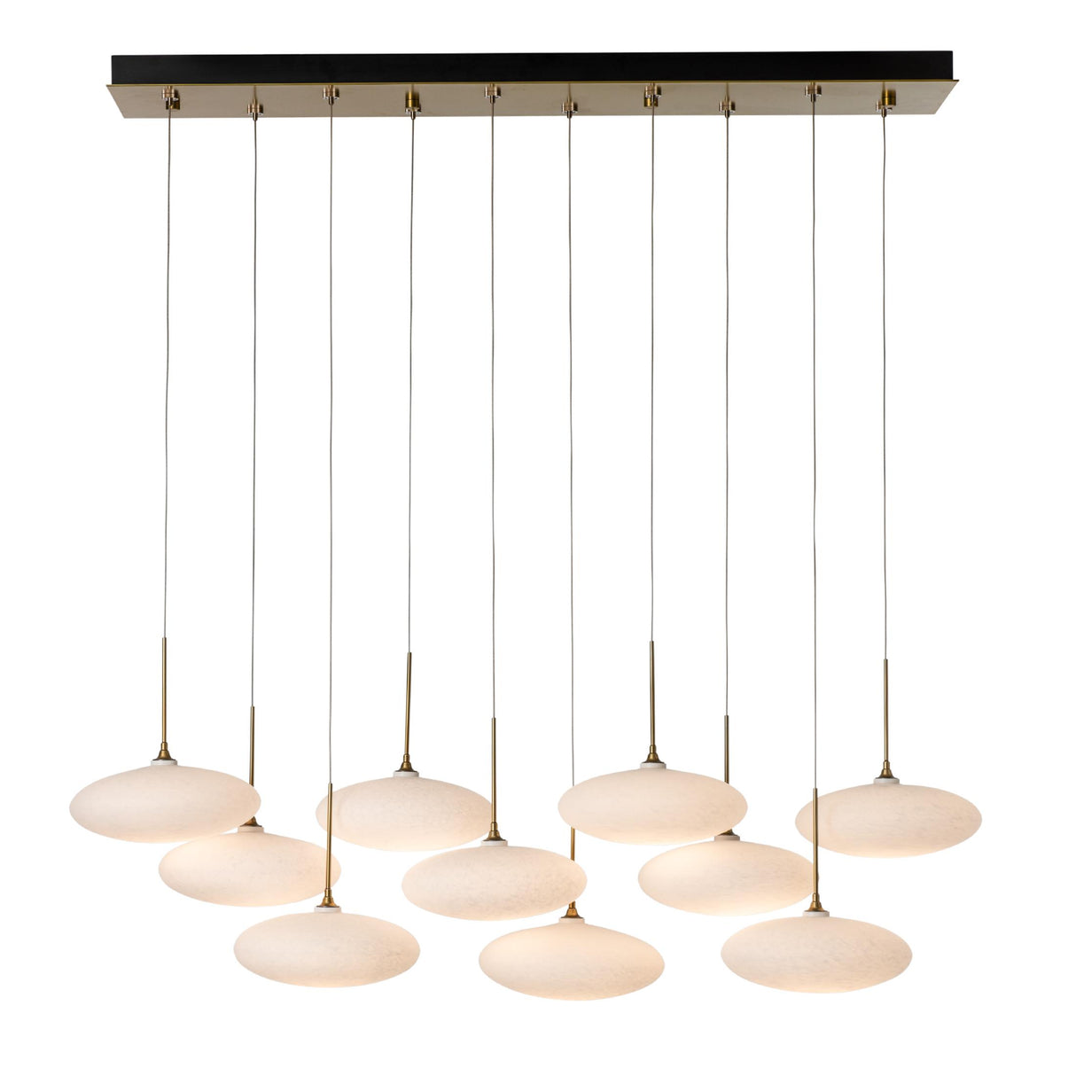 Hubbardton Forge 2025 Modern Brass Shell Glass (GS) Standard Clouds 10-Light Pendant