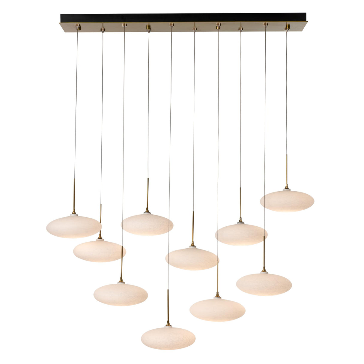 Hubbardton Forge 2025 Modern Brass Shell Glass (GS) Standard Clouds 10-Light Pendant