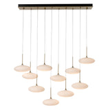 Hubbardton Forge 2025 Modern Brass Shell Glass (GS) Standard Clouds 10-Light Pendant