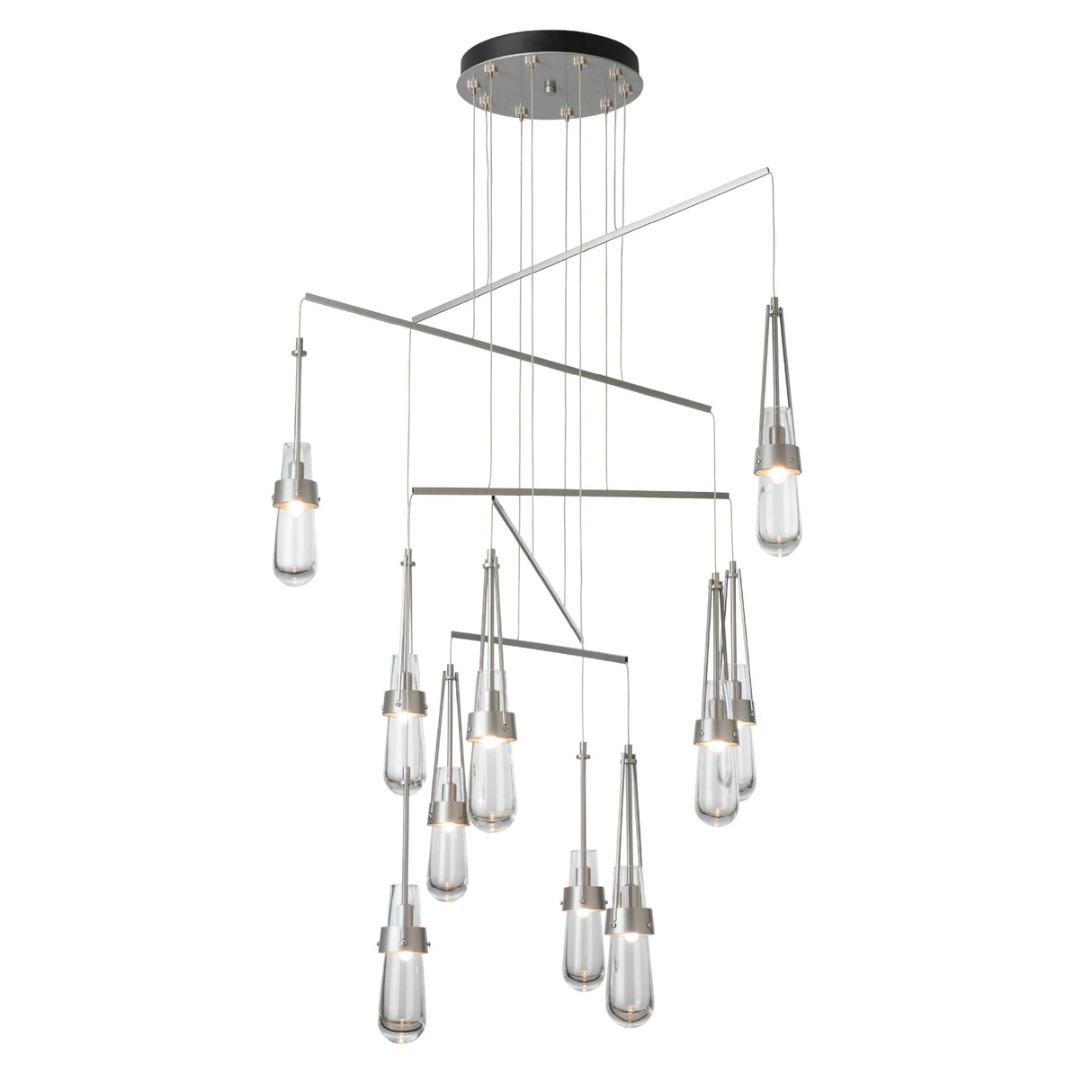 Hubbardton Forge 2025 Vintage Platinum Clear Glass (ZM) Standard Link 10-Light Clear Glass Mobile Pendant