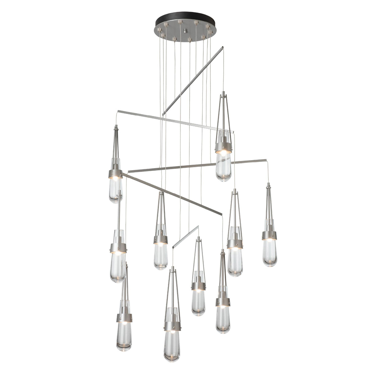 Hubbardton Forge 2025 Vintage Platinum Clear Glass (ZM) Standard Link 10-Light Clear Glass Mobile Pendant