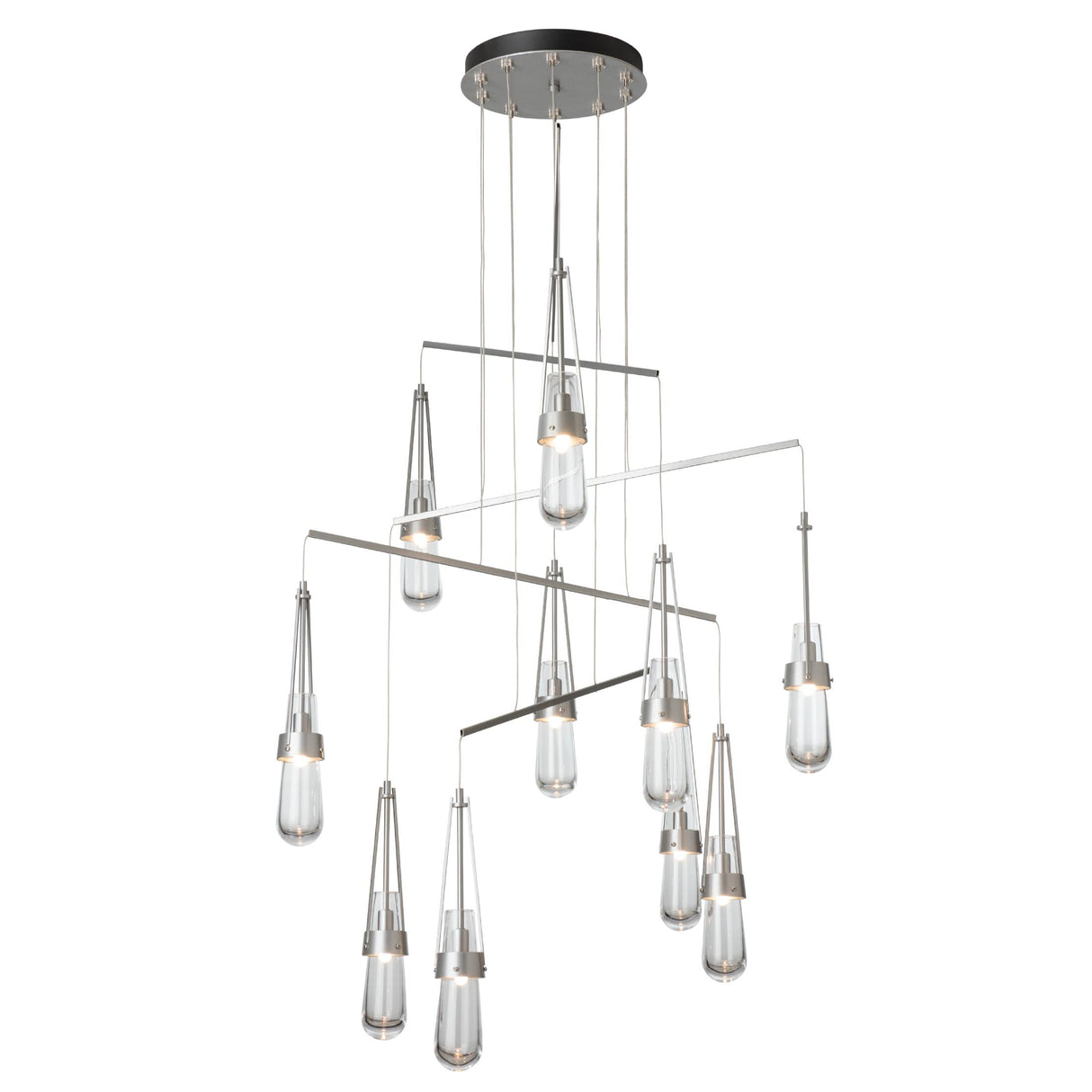 Hubbardton Forge 2025 Vintage Platinum Clear Glass (ZM) Standard Link 10-Light Clear Glass Mobile Pendant
