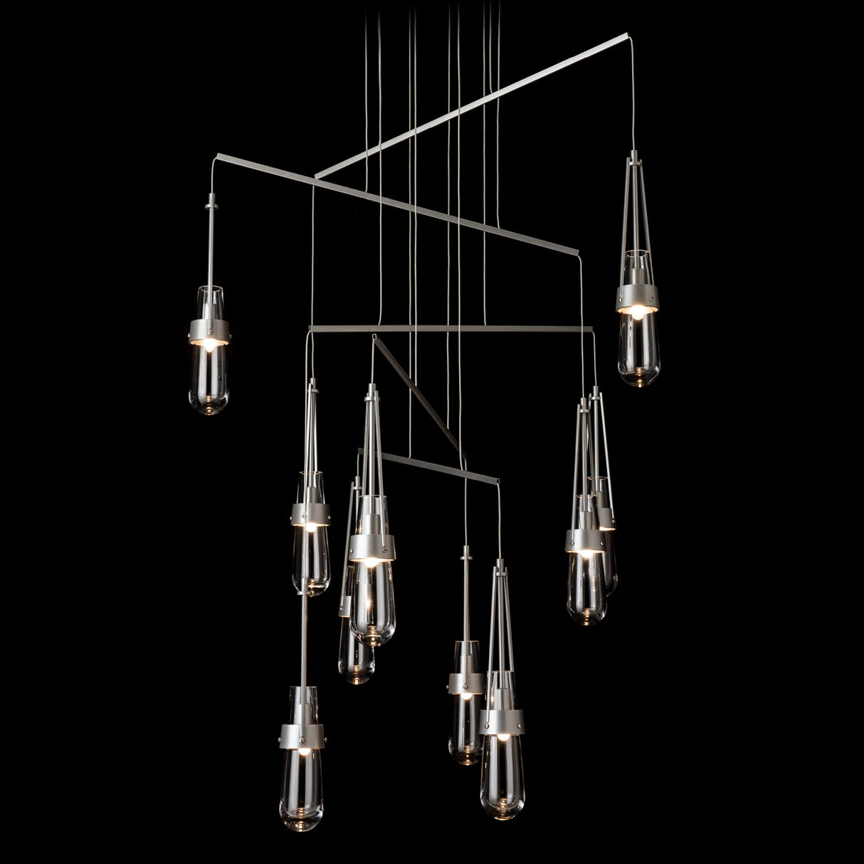 Hubbardton Forge 2025 Vintage Platinum Clear Glass (ZM) Standard Link 10-Light Clear Glass Mobile Pendant
