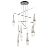Hubbardton Forge 2025 Sterling Clear Bubble Glass (YG) Standard Link 10-Light Blown Glass Mobile Pendant