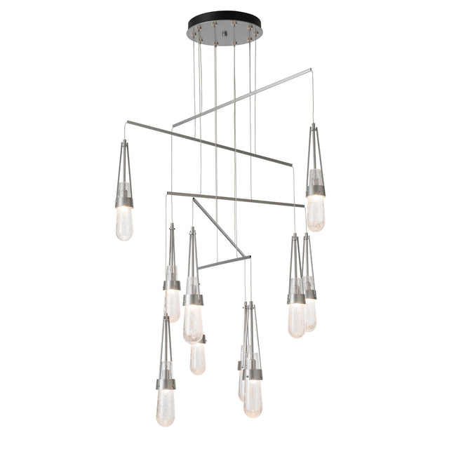 Hubbardton Forge 2025 Sterling Clear Bubble Glass (YG) Standard Link 10-Light Blown Glass Mobile Pendant