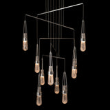 Hubbardton Forge 2025 Sterling Clear Bubble Glass (YG) Standard Link 10-Light Blown Glass Mobile Pendant