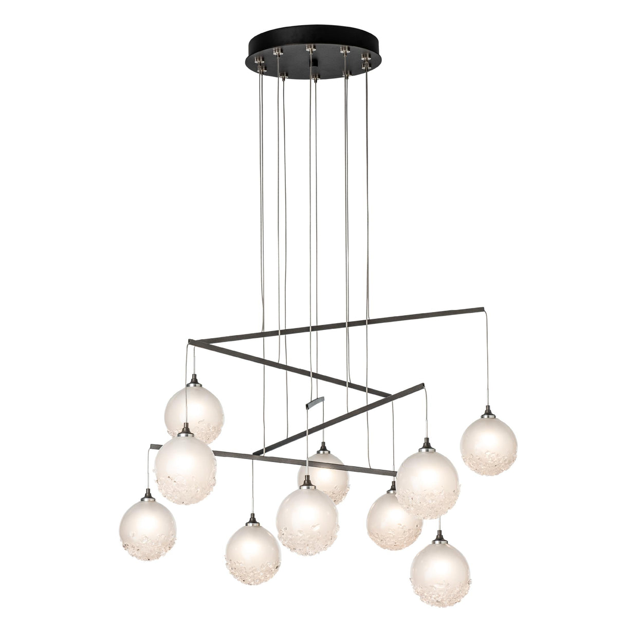 Hubbardton Forge 2025 Oil Rubbed Bronze Frosted Glass (FD) Standard Fritz Globe 10-Light Mobile Pendant