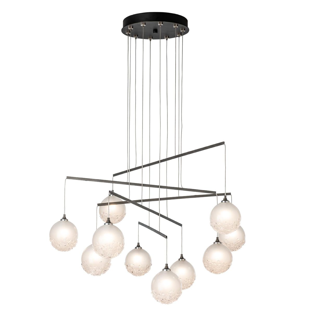 Hubbardton Forge 2025 Oil Rubbed Bronze Frosted Glass (FD) Standard Fritz Globe 10-Light Mobile Pendant