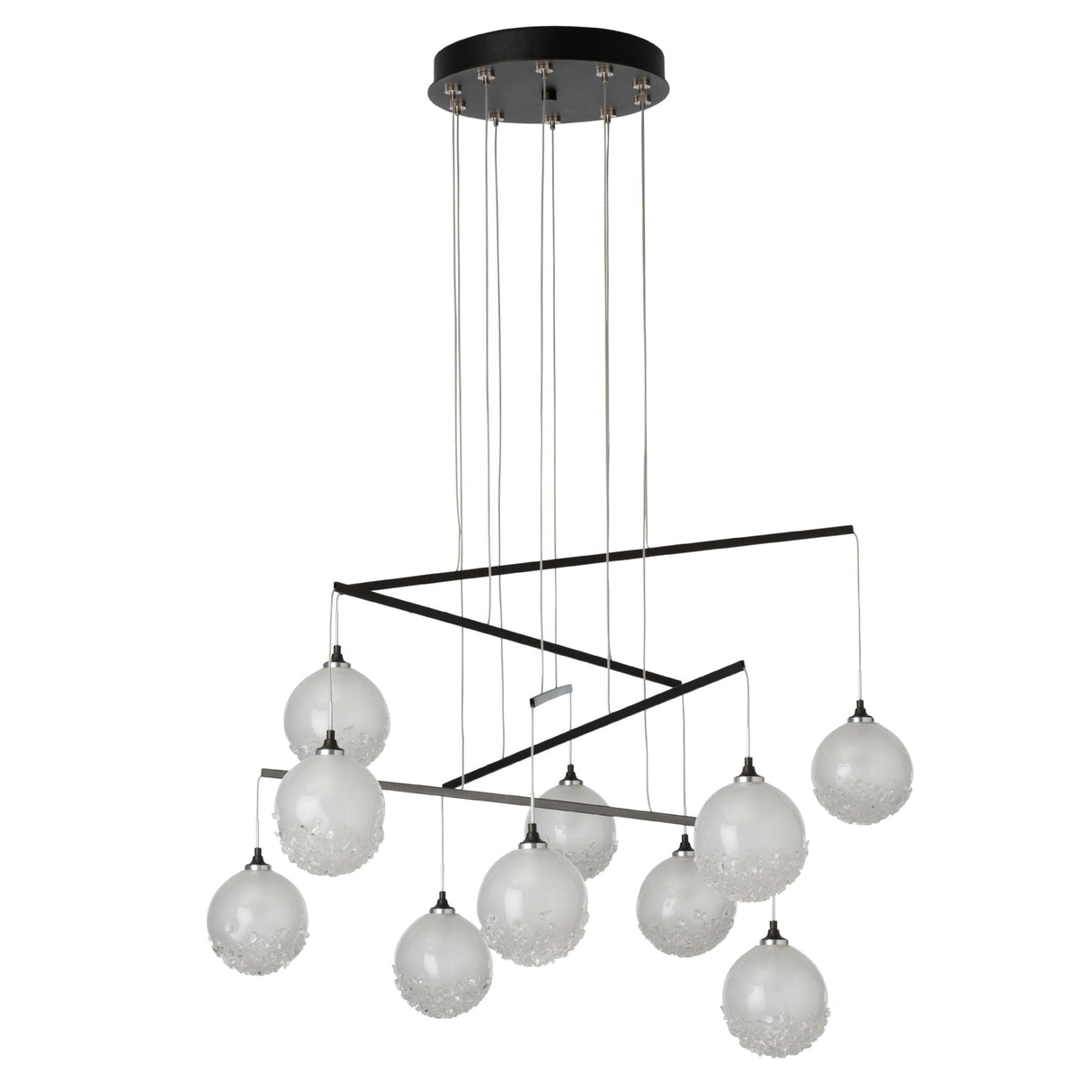 Hubbardton Forge 2025 Oil Rubbed Bronze Frosted Glass (FD) Standard Fritz Globe 10-Light Mobile Pendant